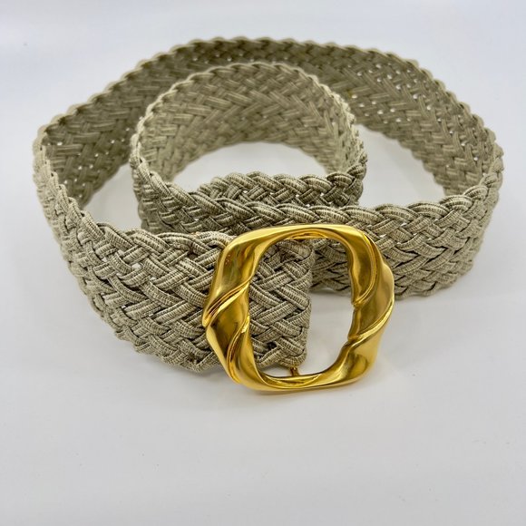 Vintage 1990\'s De Vecchi Woven Belt With Polished Gold Finish Cast Metal Buckle main image 6